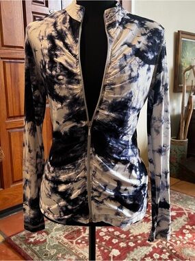 Sno Skins Women's Size XS Jacket Full Zip Long Sleeve Black/White Ruched Soft